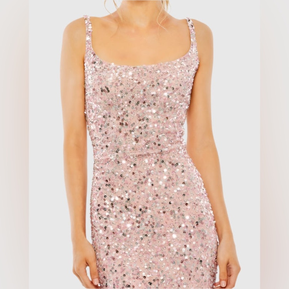 MAC DUGGAL
Pink Sequined Low Back Slip Gown - Picture 16 of 17